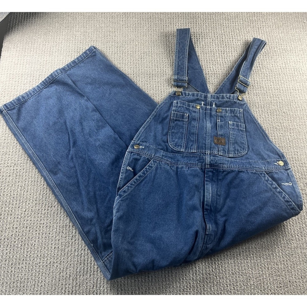 Big Smith Bib Overalls Mens 40x30 Blue Denim Workwear Carpenter Utility Pockets